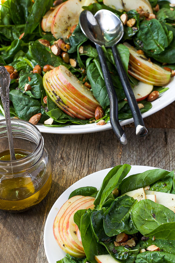 almond apple spinach salad long pin