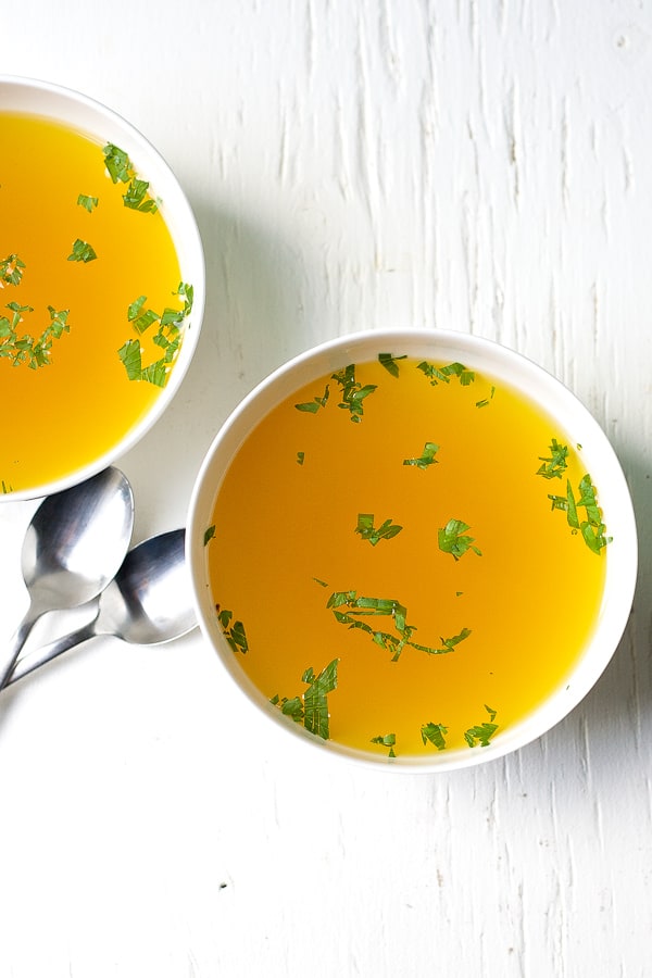 bowls of gut healthy turmeric vegetable broth