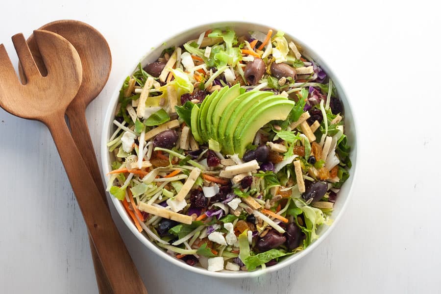 bowl of mediterranean inspired salad from bag