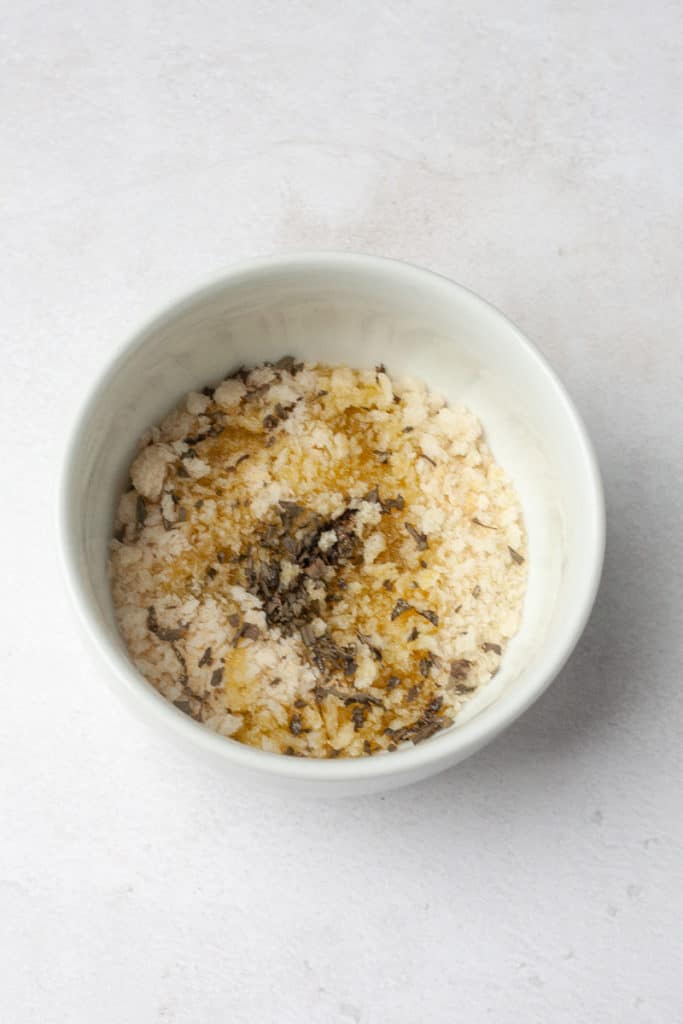 bowl of breadcrumbs with herbs