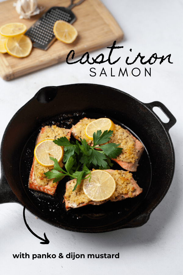 cast iron salmon with panic and dijon mustard