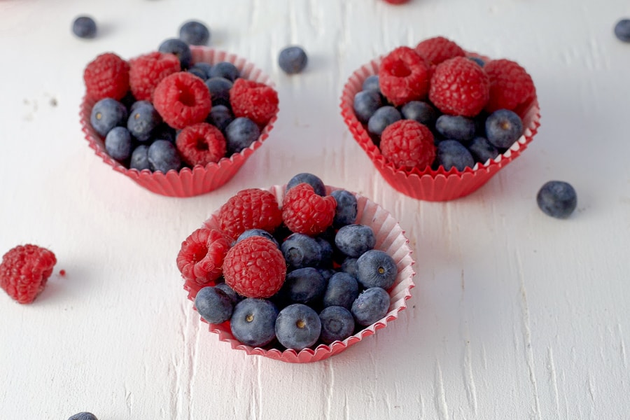 mixed berries in a cupcake wrapper