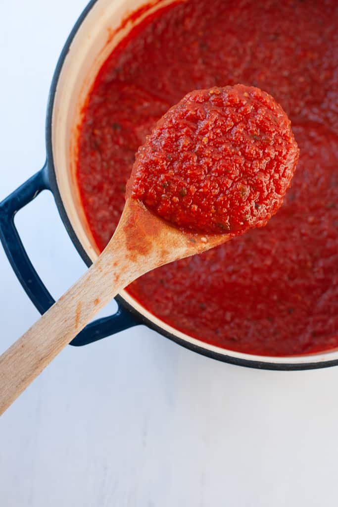 pot of homemade spaghetti sauce