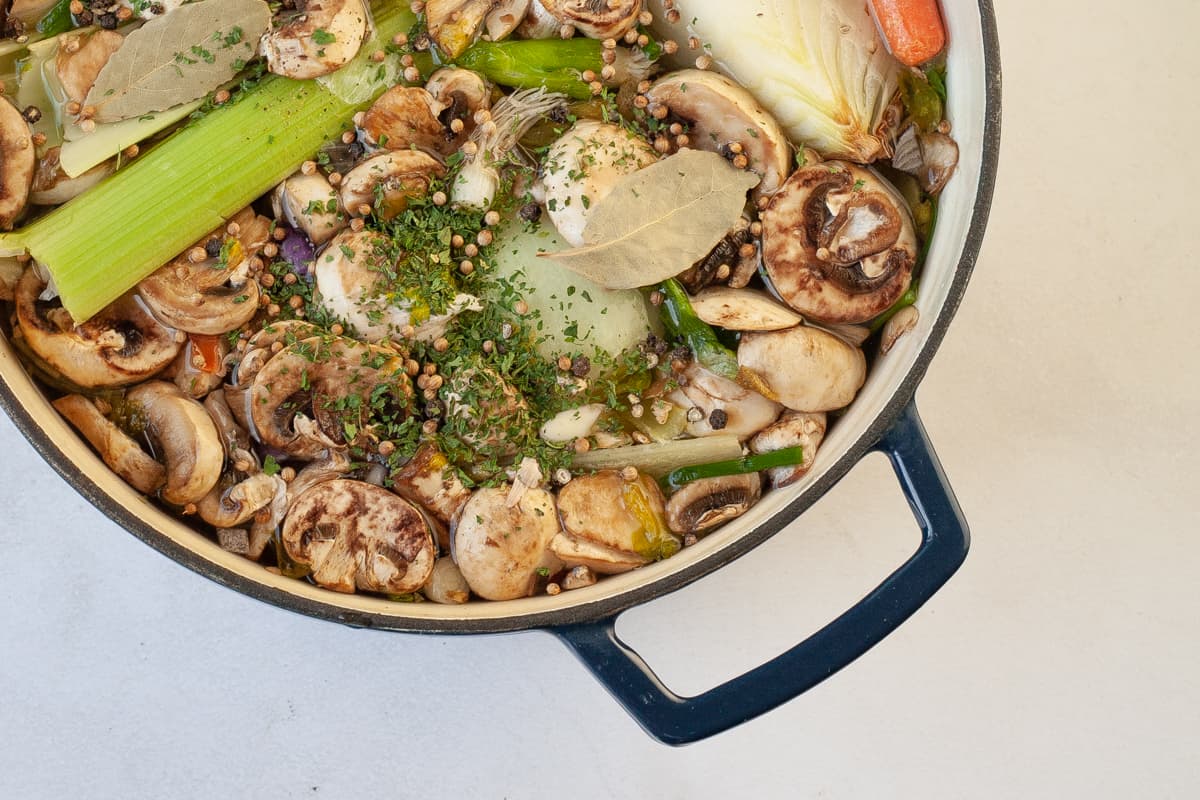 pot of homemade vegetable broth