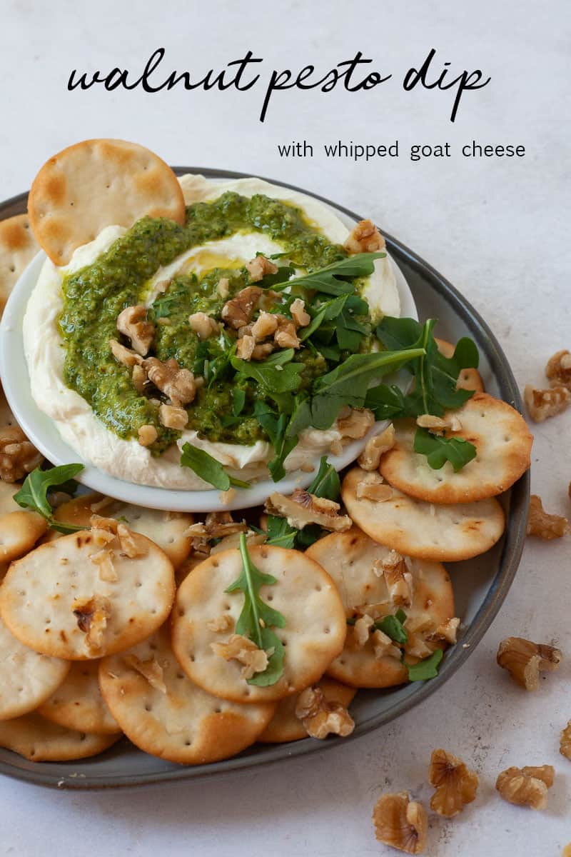 walnut pesto dip with whipped goat cheese