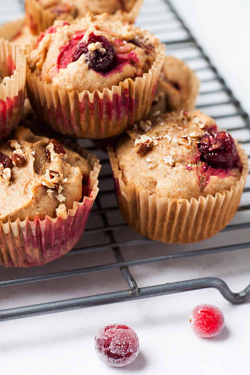 close up cranberry sweet potato muffin recipe