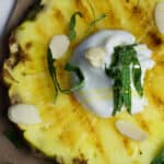 grilled pineapple with yogurt, honey and mint