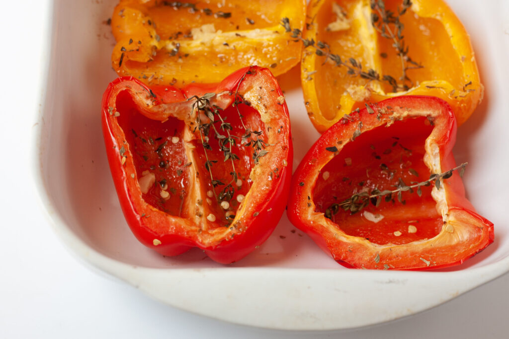 roasted peppers with garlic and herbs