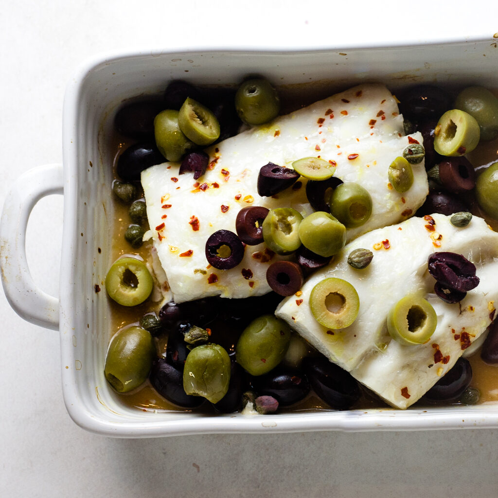 baked cod with olives