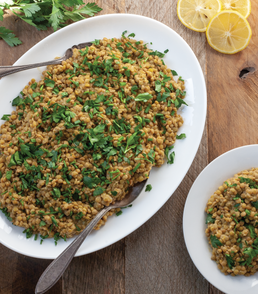 warm French lentils