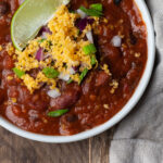 bowl of easy meatless chili recipe