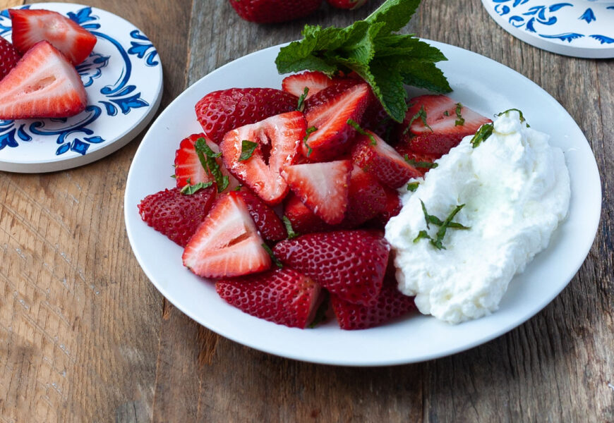 olive oil whipped cream with berries