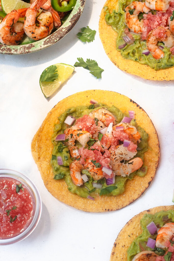 grilled shrimp tostada