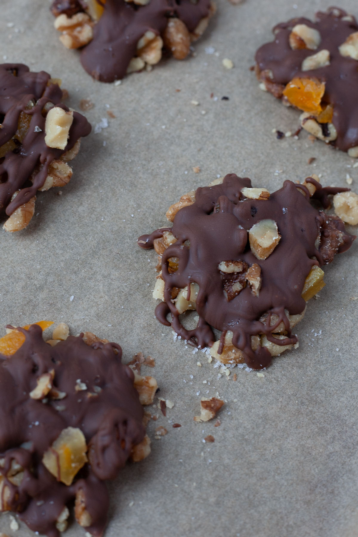 close up of apricot walnut clusters snack