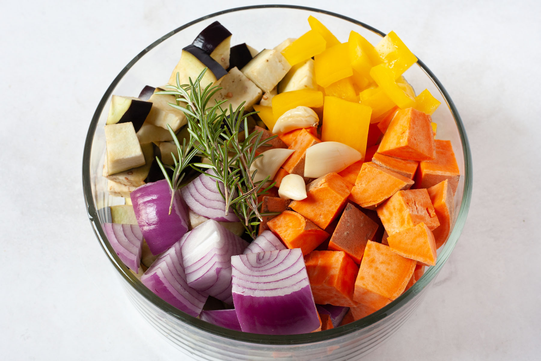 simple greek roasted vegetables in a bowl