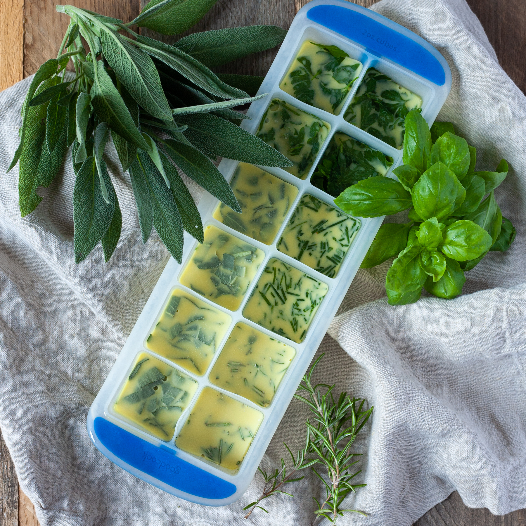 frozen herbs in olive oil