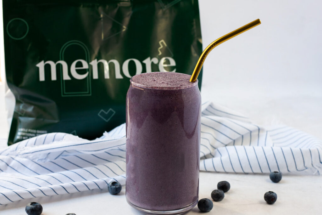 brain boosting almond butter and blueberry smoothie