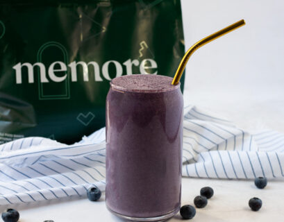 brain boosting almond butter and blueberry smoothie