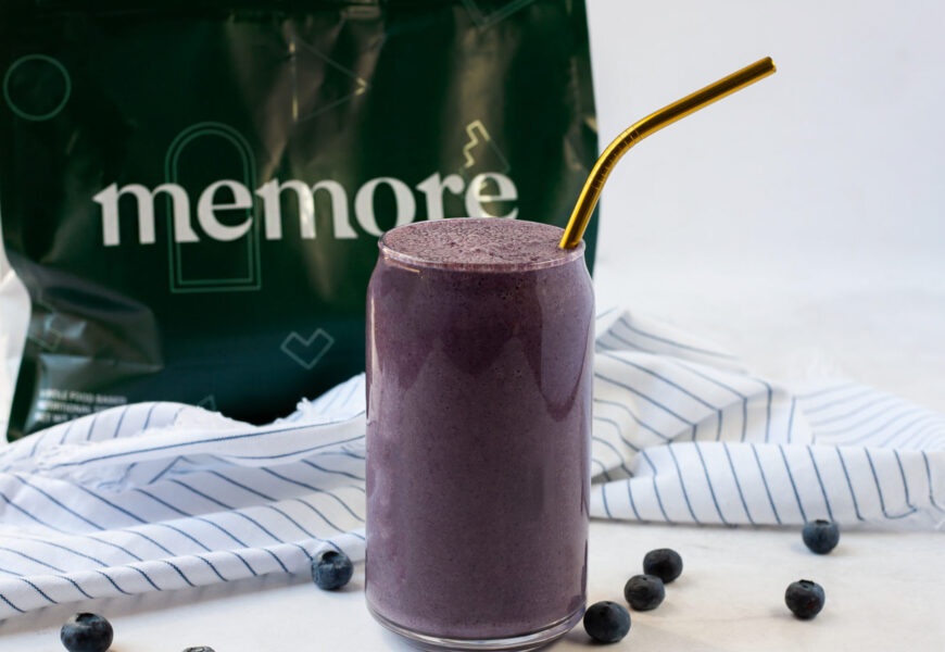 brain boosting almond butter and blueberry smoothie