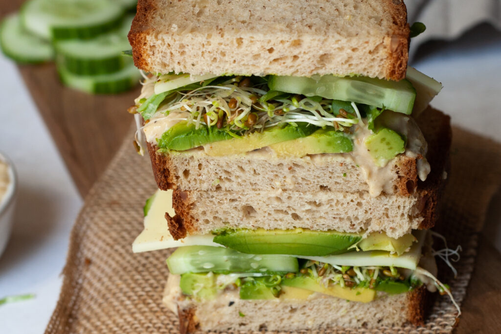 ultimate green veggie sandwich with hummus recipe