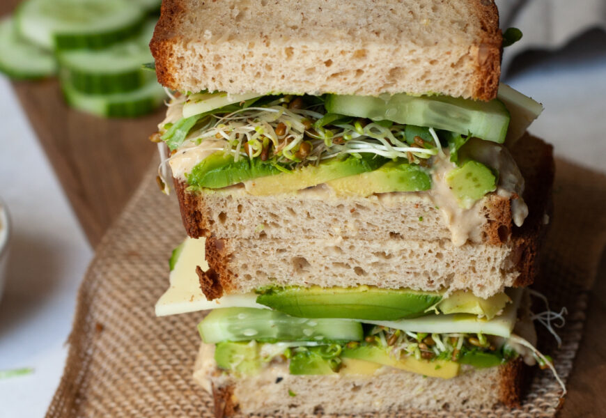 ultimate green veggie sandwich with hummus recipe