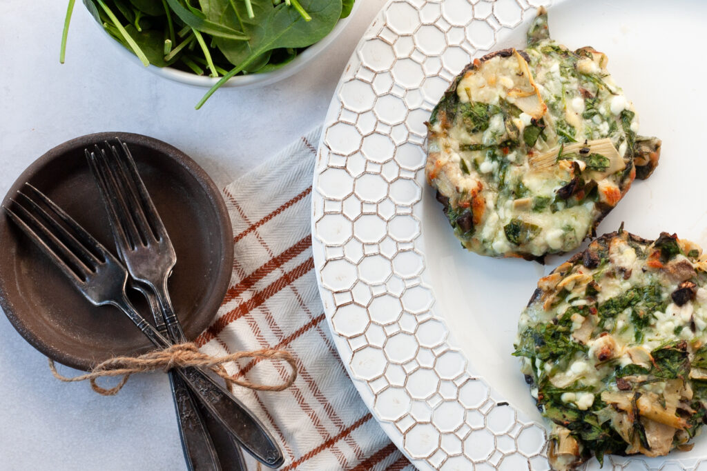 spinach and artichoke stuffed portobello mushrooms