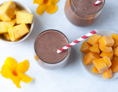 tropical smoothie with summer fruit