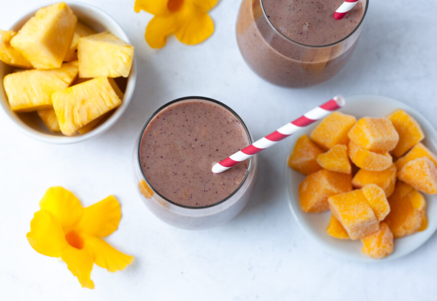 tropical smoothie with summer fruit