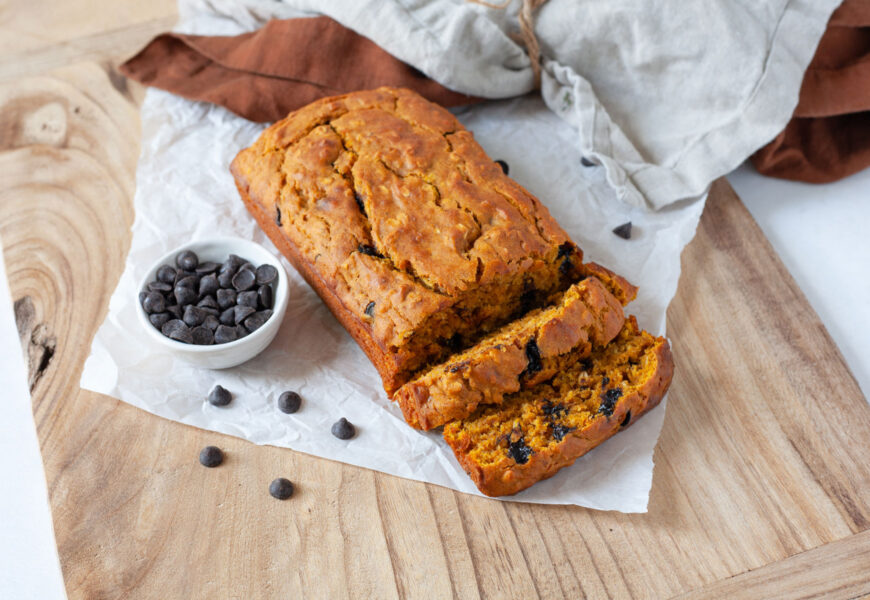 gluten free pumpkin bread with espresso chips