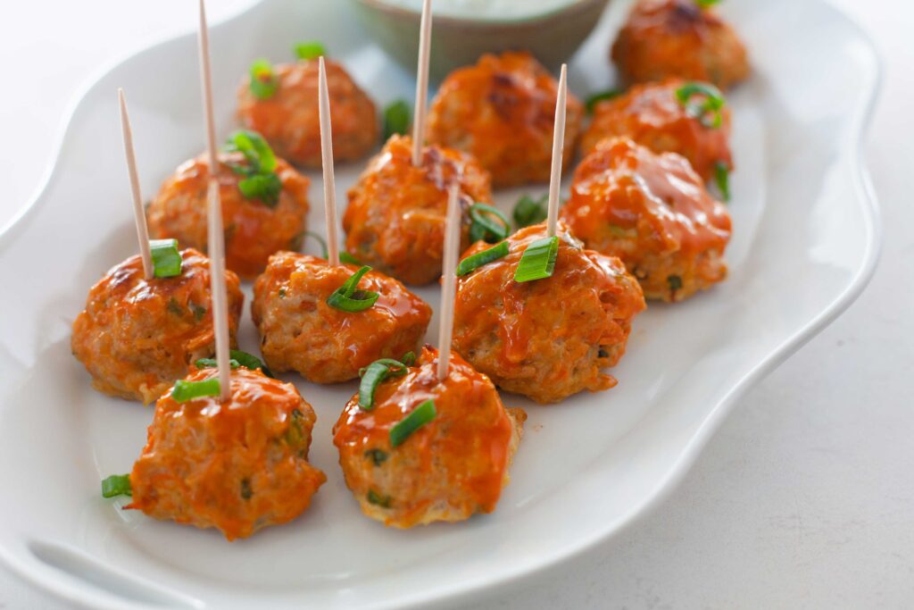 mini buffalo chicken meatballs recipe