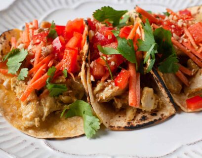 thai style coconut chicken tacos