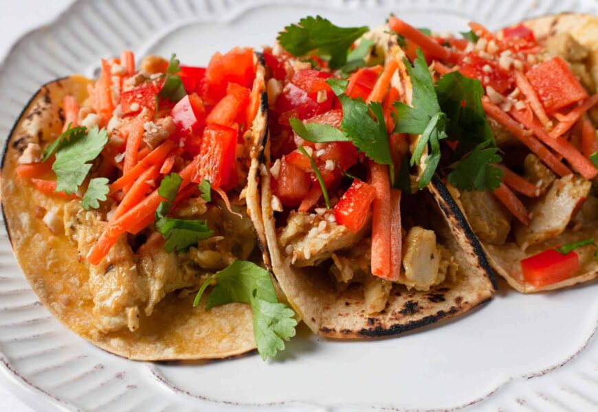 thai style coconut chicken tacos