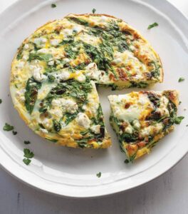 spinach and goat cheese frittata for Mediterranean diet meal plan 