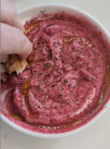 beet and lemon yogurt dip