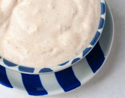 bowl of spicy yogurt sauce