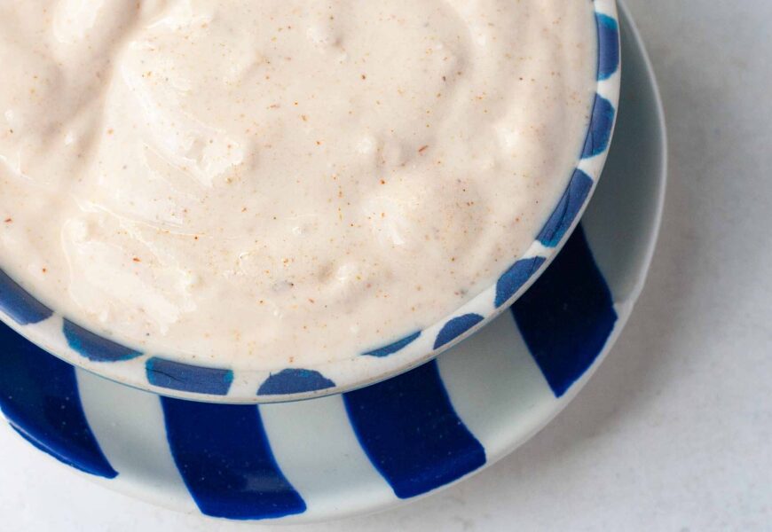 bowl of spicy yogurt sauce