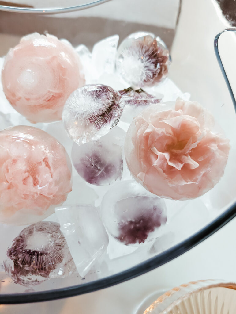 flower ice cubes close up